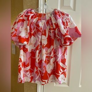 Entro pink/red/cream blouse